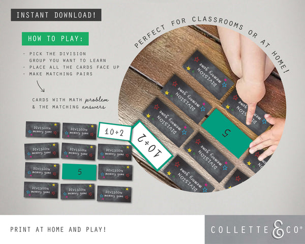 Division Printable Memory Game