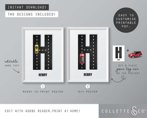 Racing Car Alphabet Printable Wall Art