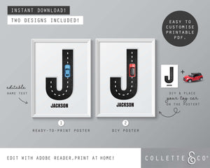 Racing Car Alphabet Printable Wall Art