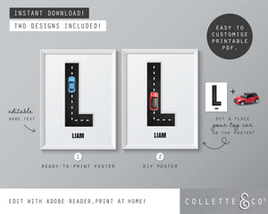 Racing Car Alphabet Printable Wall Art