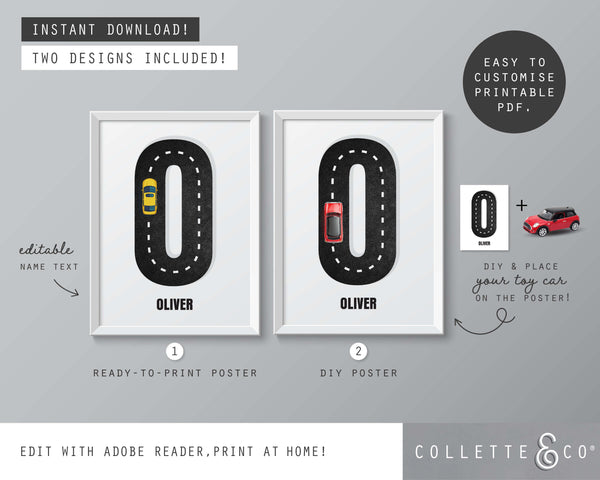 Racing Car Alphabet Printable Wall Art