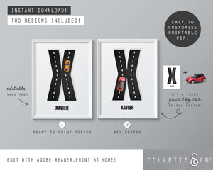 Racing Car Alphabet Printable Wall Art