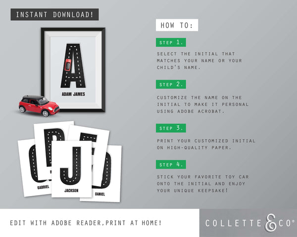 Racing Car Alphabet Printable Wall Art