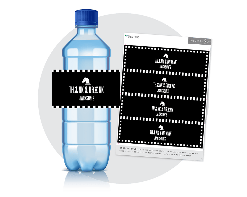 Chess Party Printable Drinks Label