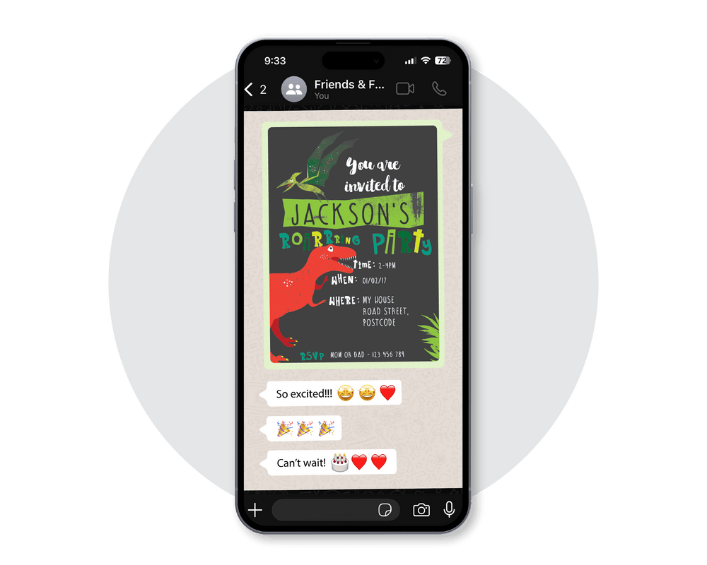Dinosaur Digital Party Invitation