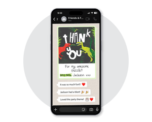 Dinosaur Digital Party Thank you Card