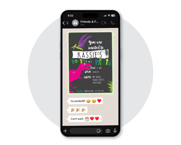 Dinosaur Pink Digital Party Invitation