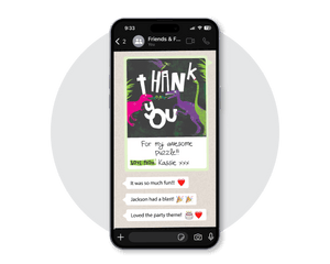 Dinosaur Pink Digital Party Thank You Card