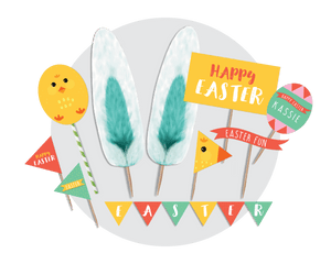 Easter Cake Toppers Food Flags