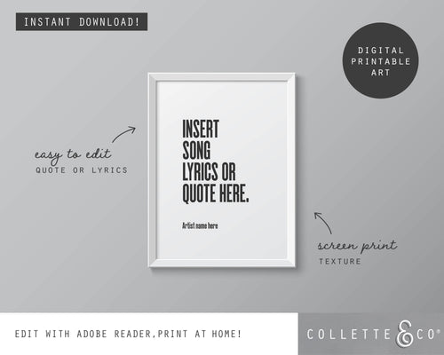 Editable Song Lyrics Wall Art 07