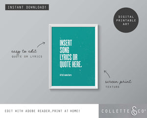 Editable Song Lyrics Wall Art 08