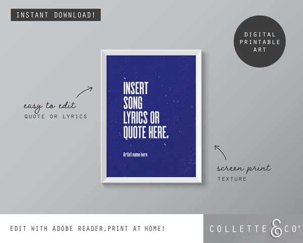 Editable Song Lyrics Wall Art 09