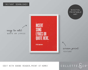 Editable Song Lyrics Wall Art 10