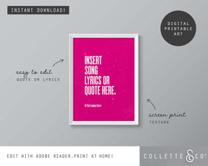 Editable Song Lyrics Wall Art 11