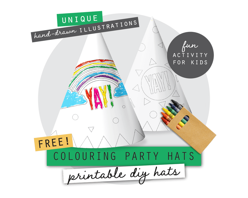 FREE Printable DIY Colouring Party Hats