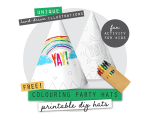 FREE Printable DIY Colouring Party Hats