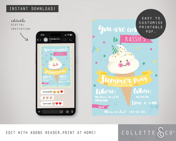 Ice-cream Digital Party Invitation