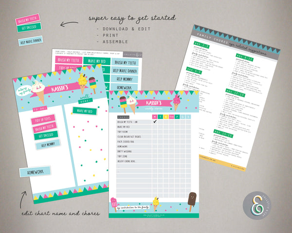 Ice Cream Kids Chore Chart