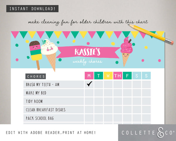 Ice Cream Kids Chore Chart 05