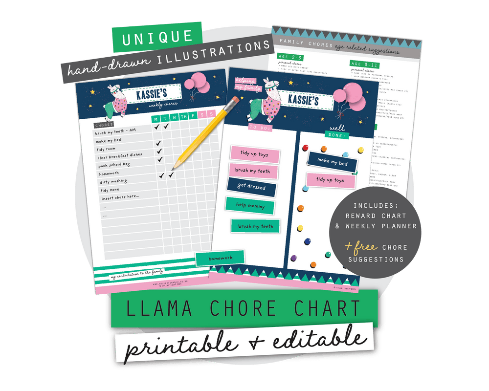 Llama Kids Chore Chart