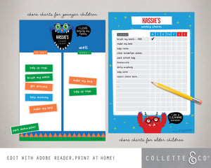 Monster Kids Chore Chart