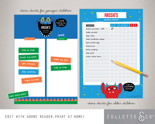 Monster Kids Chore Chart