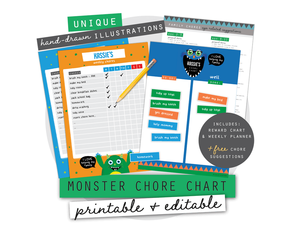 Monster Kids Chore Chart