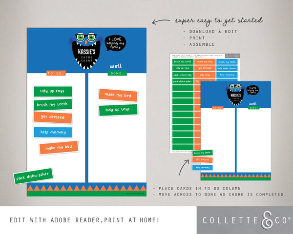 Monster Kids Chore Chart 08