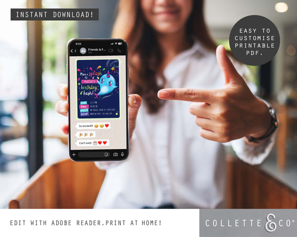 Narwhal Digital Party Invitation