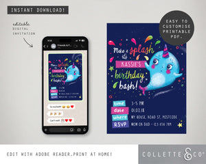Narwhal Digital Party Invitation 02