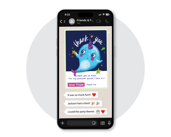 Narwhal Digital Party Thank You Card