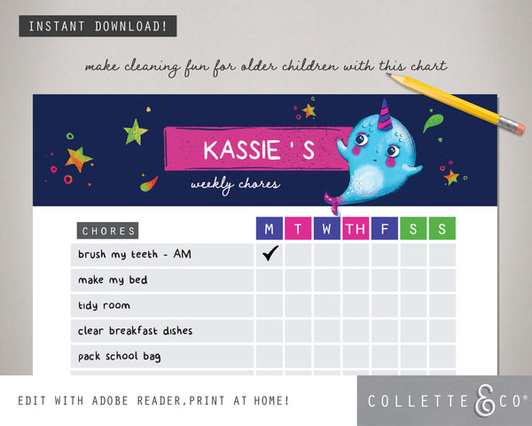 Narwhal Kids Chore Chart 04