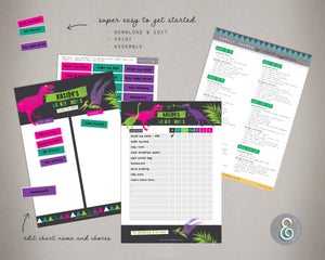 Pink Dinosaur Kids Chore Chart