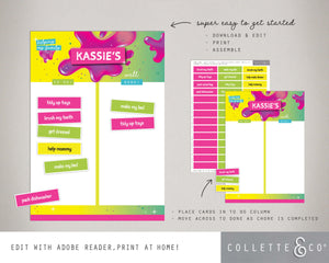 Pink Slime Kids Chore Chart Planner