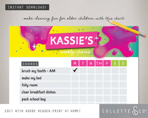 Pink Slime Kids Chore Chart Planner 03