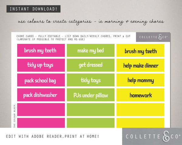 Pink Slime Kids Chore Chart Planner 05