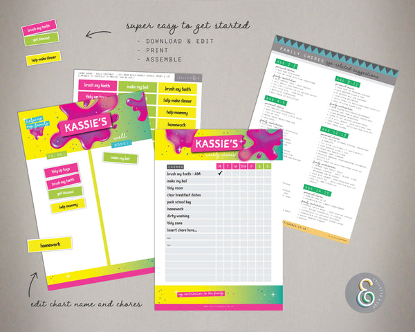 Pink Slime Kids Chore Chart Planner 07