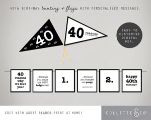 Printable 40th Birthday Bunting