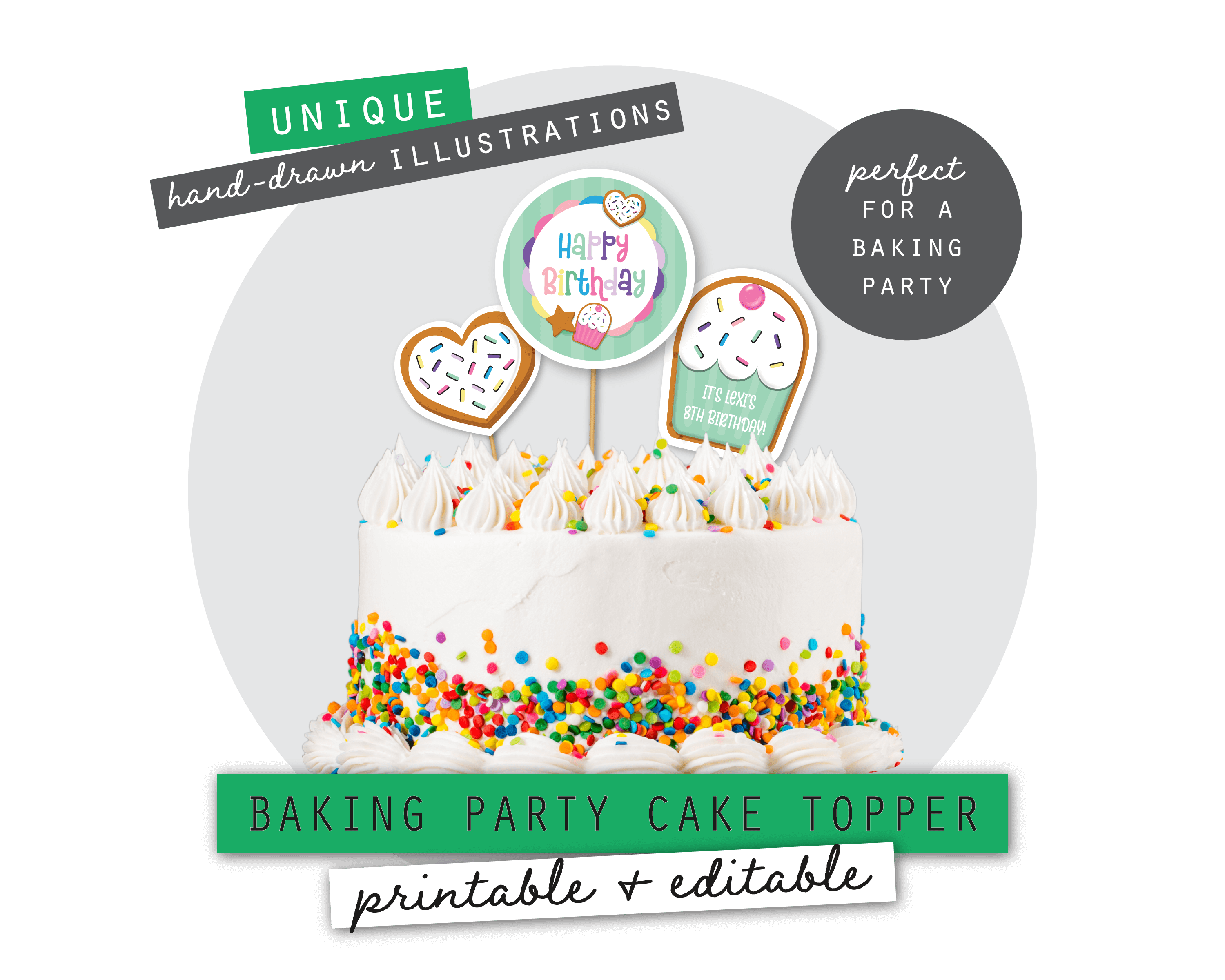 Baking Party Printable Cake Topper
