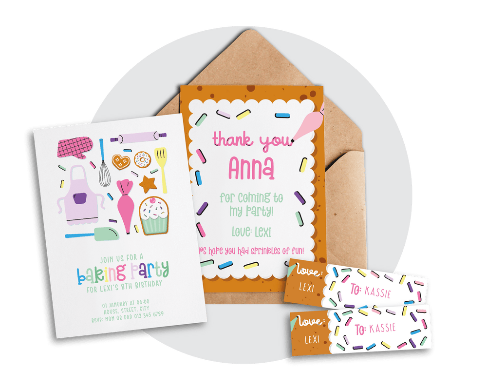 Printable Baking Invitation & Thank You Card