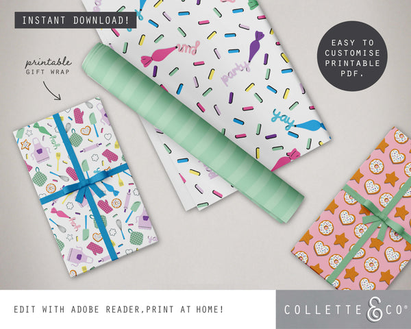 Printable Baking Wrapping Paper