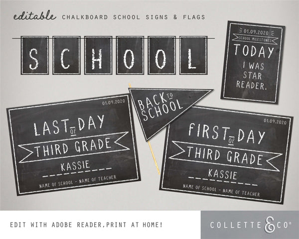 Printable Chalkboard Back to School Sign Pack