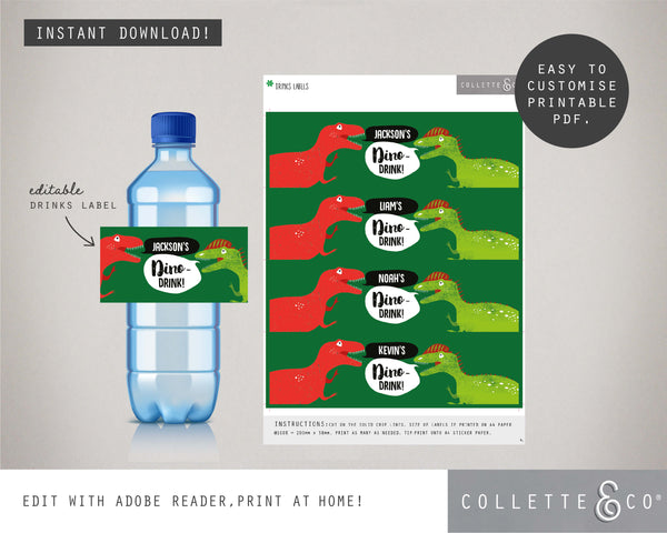 Printable Dinosaur Drinks Label