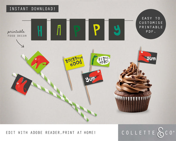 Printable Dinosaur Food Decor
