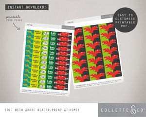 Printable Dinosaur Food Flags