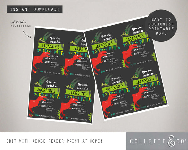 Printable Dinosaur Invitation 04