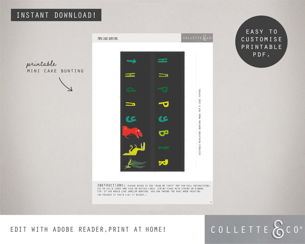 Printable Dinosaur Mini Cake Bunting
