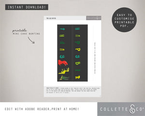 Printable Dinosaur Mini Cake Bunting 02