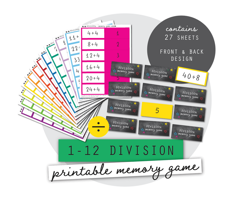 Printable Division Memory Game