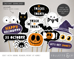 Printable Halloween decoration photo booth signs